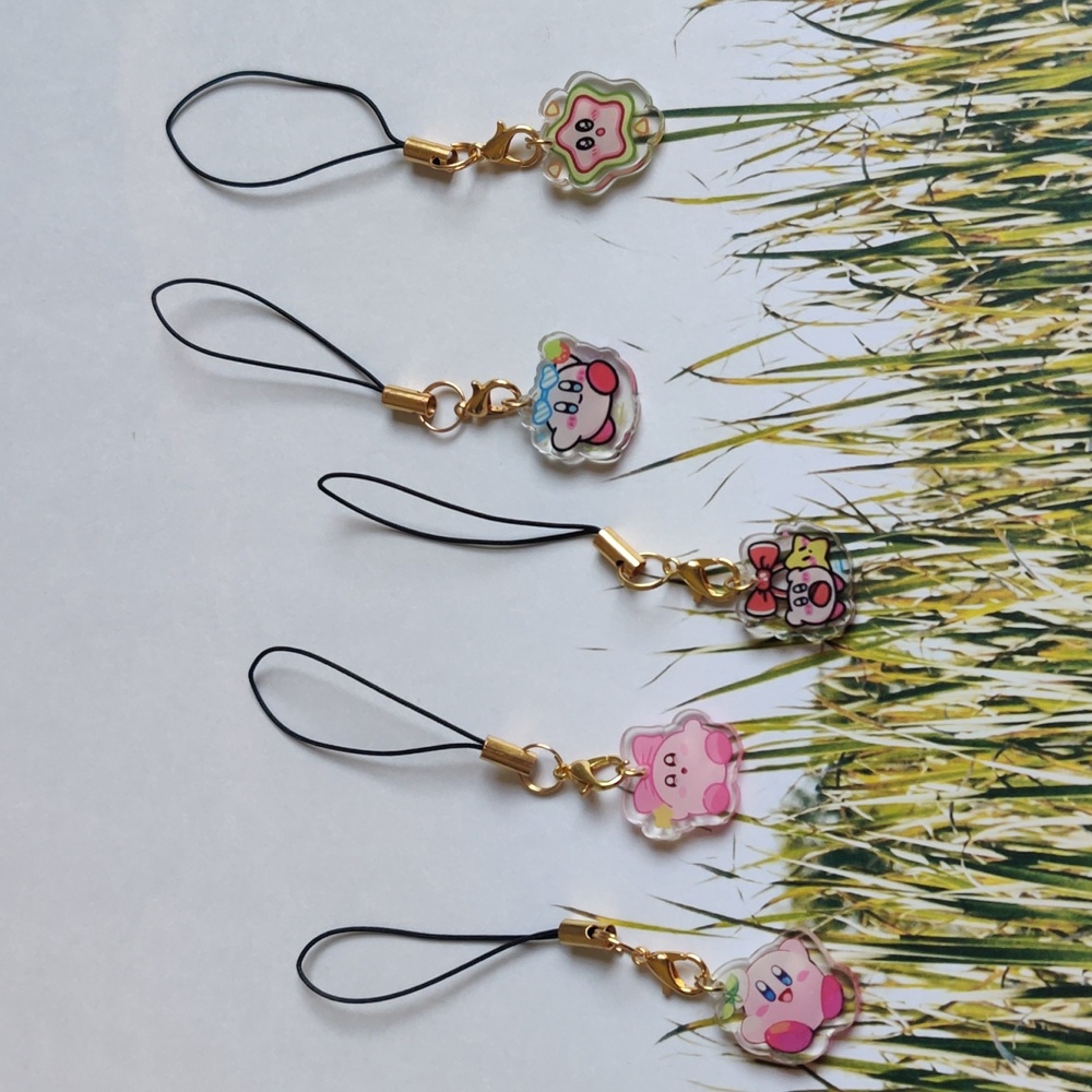 5 sets of cute Kirby phone charms